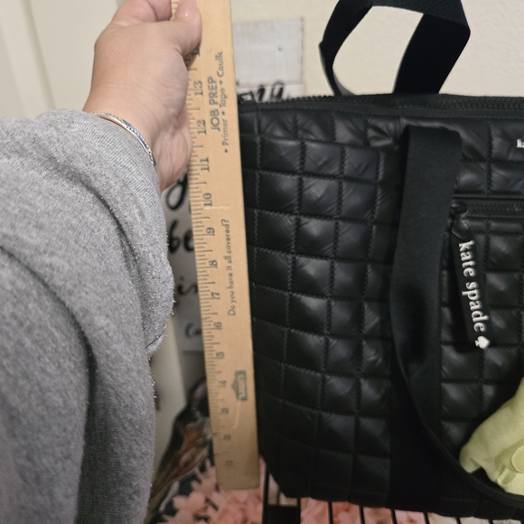Kate Spade LARGE Black Quilted Tote with Scarf - Perfect Overnight/Travel Bag - Picture 9 of 10